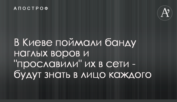 В Киеве поймали банду наглых воров и 