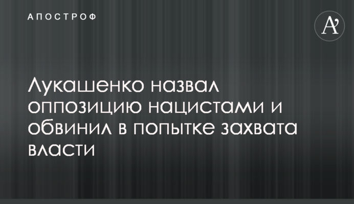 Лукашенко назвал оппозицию нацистами и обвинил в попытке захвата власти