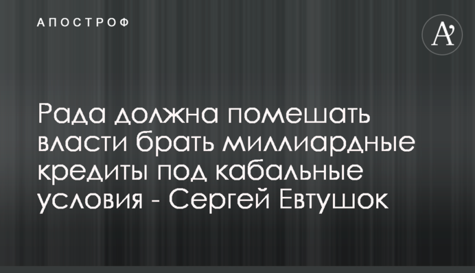 Рада має завадити владі брати мільярдні кредити під кабальні умови - Сергій Євтушок