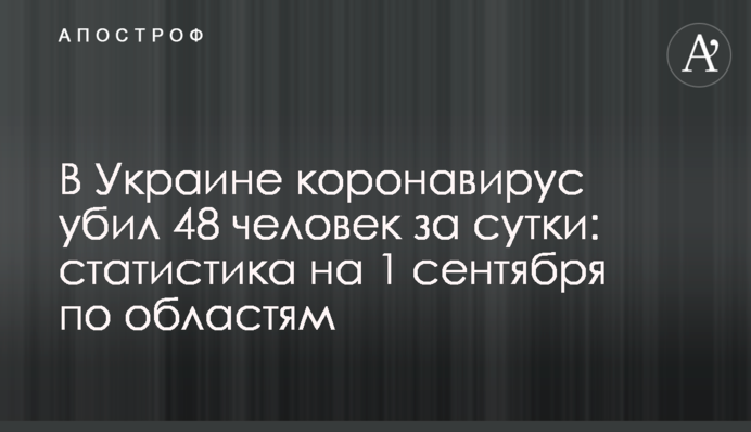 В Украине коронавирус убил  48 человек за сутки: статистика на 1 сентября по областям