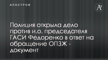 Полиция открыла дело против и.о. председателя ГАСИ Федоренко в ответ на обращение ОПЗЖ - документ