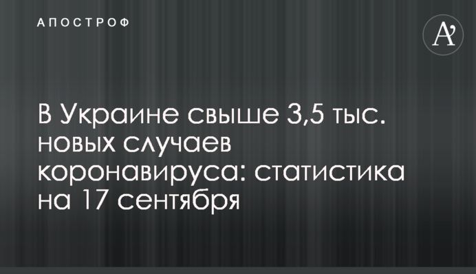 В Україні понад 3,5 тис. нових випадків коронавірусу: статистика на 17 вересня