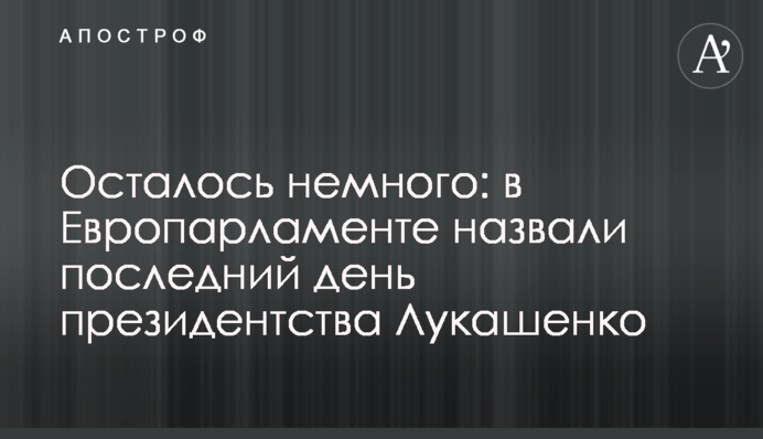 Осталось немного: в Европарламенте назвали последний день президентства Лукашенко