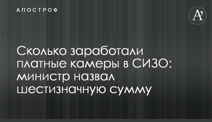 Сколько заработали платные камеры в СИЗО: министр назвал шестизначную сумму
