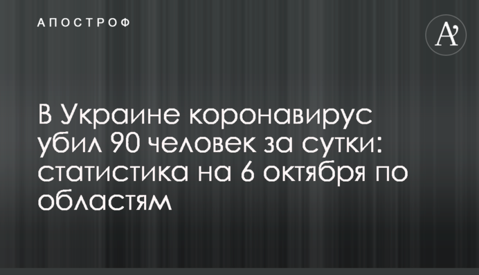 В Україні коронавірус вбив 90 людей за добу: статистика на 6 жовтня по областях