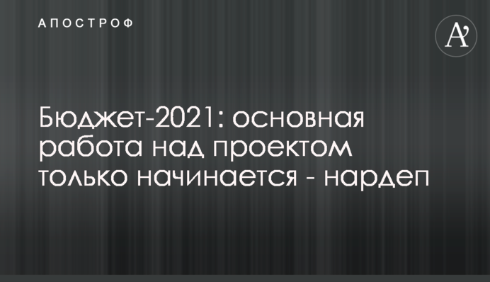 Бюджет-2021: основная работа над проектом только начинается - нардеп