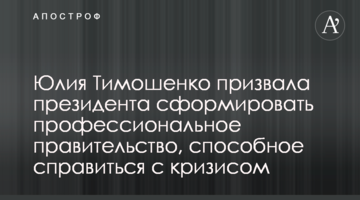 Юлия Тимошенко призвала президента сформировать профессиональное правительство, способное справиться с кризисом