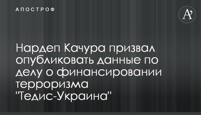 Нардеп Качура призвал опубликовать данные по делу о финансировании терроризма 