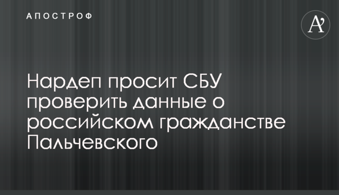 Нардеп просит СБУ проверить данные о российском гражданстве Пальчевского