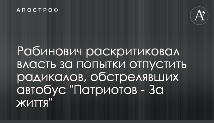 Рабинович раскритиковал власть за попытки отпустить радикалов, обстрелявших автобус 
