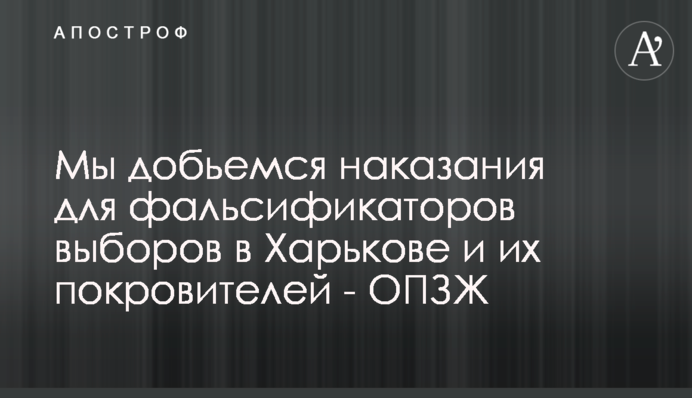 Мы добьемся наказания для фальсификаторов выборов в Харькове и их покровителей - ОПЗЖ