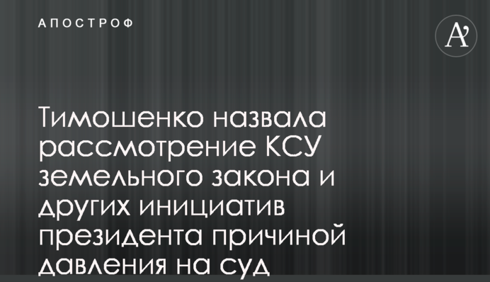 Тимошенко назвала рассмотрение КСУ земельного закона и других инициатив президента причиной давления на суд