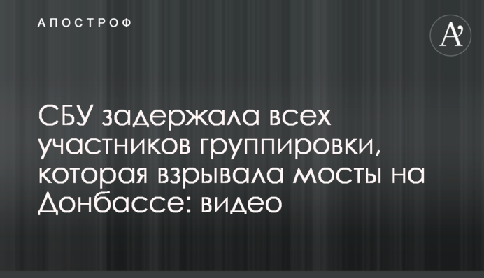 СБУ задержала всех участников группировки, которая взрывала мосты на Донбассе: видео