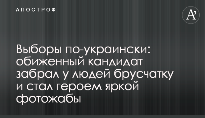 Вибори по-українськи: ображений кандидат забрав у людей бруківку і став героєм яскравої фотожаби