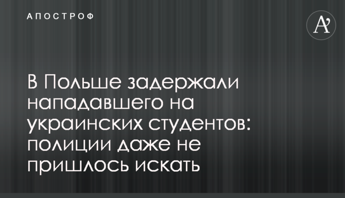 В Польше задержали нападавшего на украинских студентов: полиции даже не пришлось искать