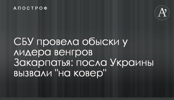 СБУ провела обыски у лидера венгров Закарпатья: посла Украины вызвали 