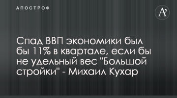 Спад ВВП экономики был бы 11% в квартале, если бы не удельный вес "Большой стройки" - Михаил Кухар