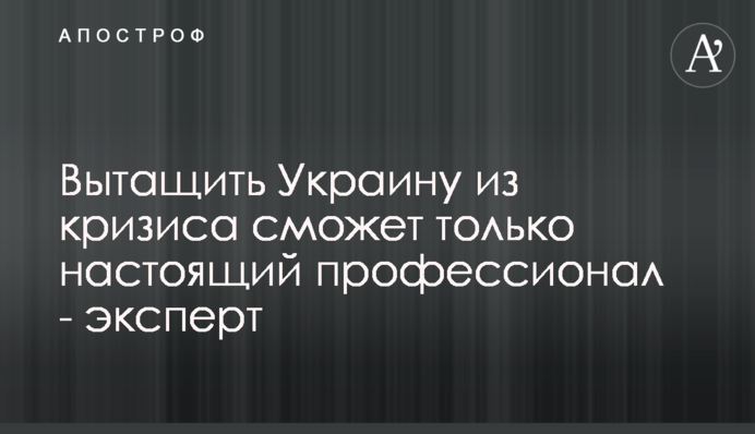 Вытащить Украину из кризиса сможет только настоящий профессионал - эксперт