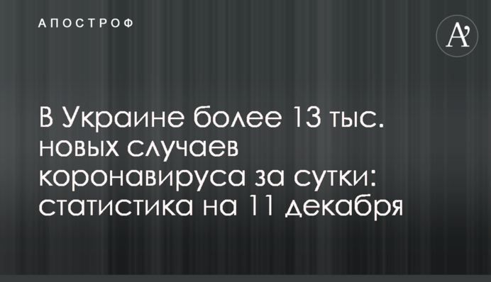В Україні понад 13 тис. нових випадків коронавірусу за добу: статистика на 11 грудня