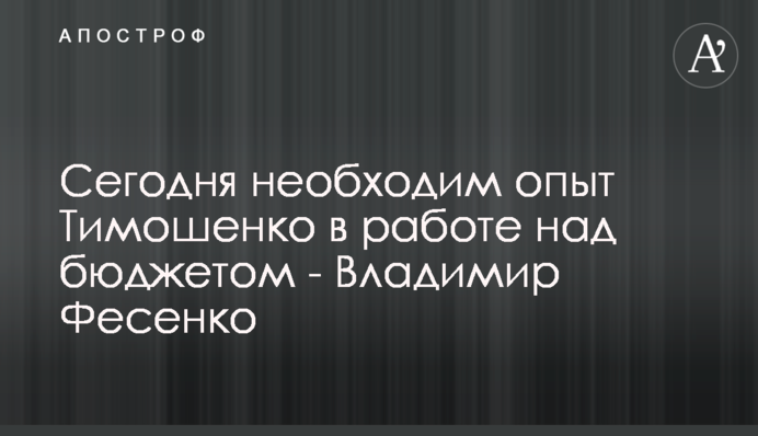 Сьогодні потрібен досвід Тимошенко у роботі над бюджетом – Володимир Фесенко