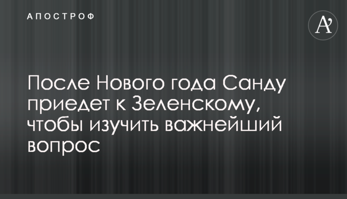 Після Нового року Санду приїде до Зеленського, щоб вивчити важливе питання