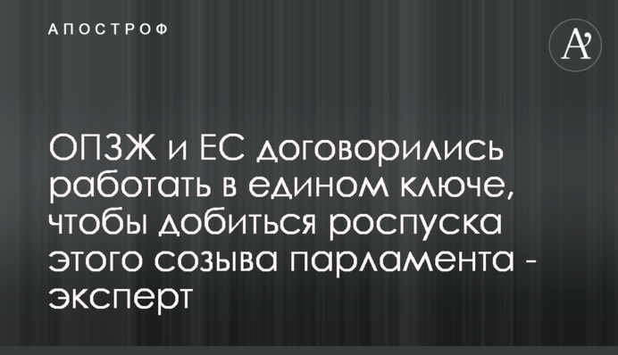 ОПЗЖ и ЕС договорились работать в едином ключе, чтобы добиться роспуска этого созыва парламента - эксперт