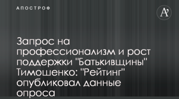 Запит на професіоналізм та зростання підтримки "Батьківщини" Тимошенко:  "Рейтинг" опублікував дані опитування