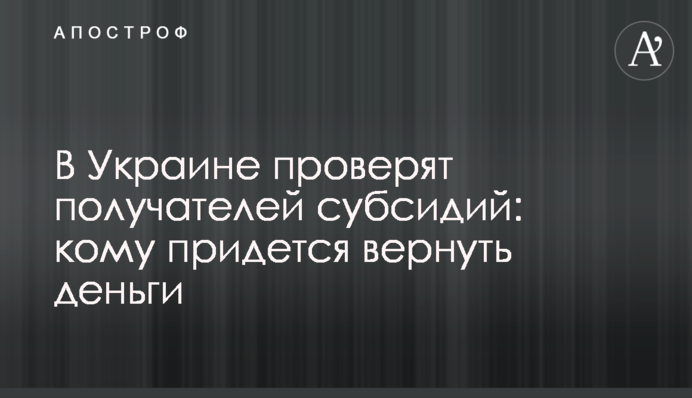 В Украине проверят получателей субсидий: кому придется вернуть деньги