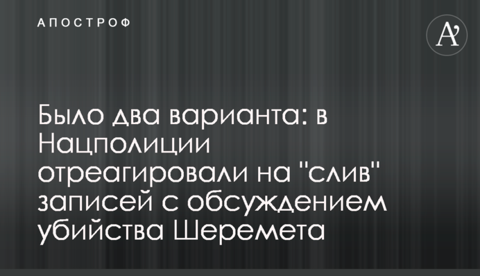 Было два варианта: в Нацполиции отреагировали на "слив" записей с обсуждением убийства Шеремета