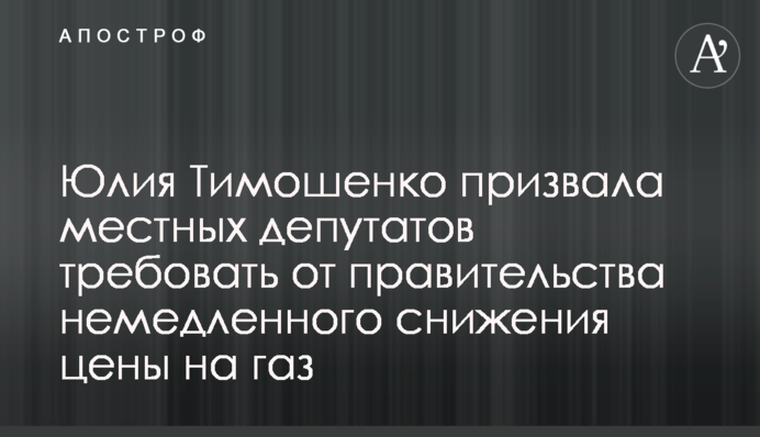 Юлия Тимошенко призвала местных депутатов требовать от правительства немедленного снижения цены на газ