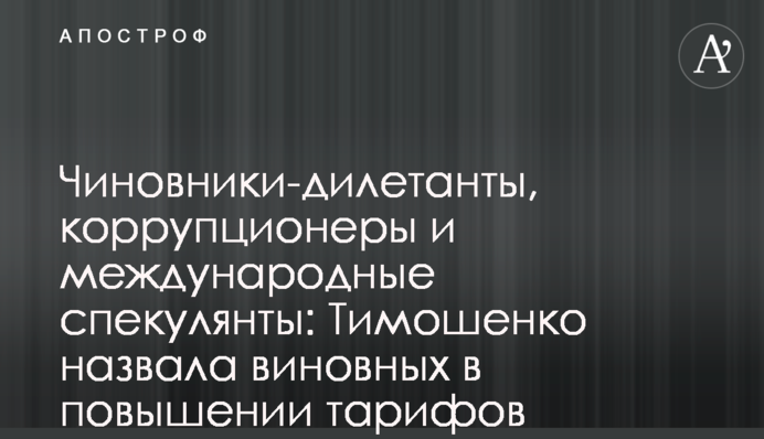 Чиновники-дилетанты, коррупционеры и международные спекулянты: Тимошенко назвала виновных в повышении тарифов
