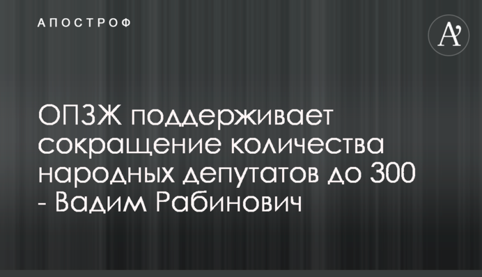 ОПЗЖ поддерживает сокращение количества народных депутатов до 300 - Вадим Рабинович