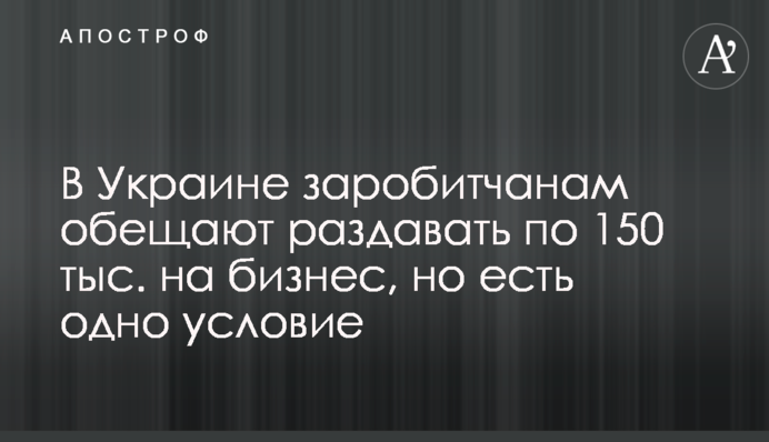 В Украине заробитчанам обещают раздавать по 150 тыс. на бизнес, но есть одно условие