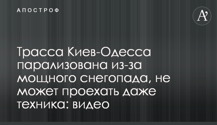 ​Трасу Київ-Одеса паралізовано через потужний снігопад, не може проїхати навіть техніка: відео