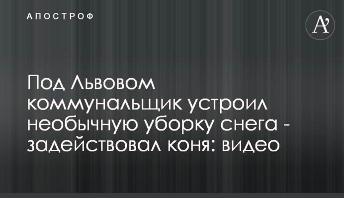 Под Львовом коммунальщик устроил необычную уборку снега - задействовал коня: видео