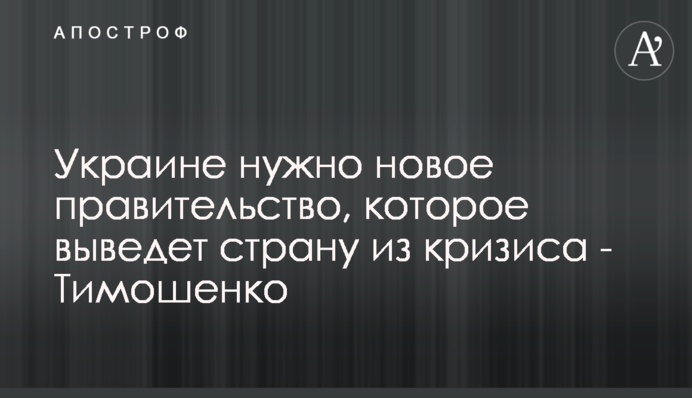 Україні потрібен новий уряд, який виведе країну з кризи - Тимошенко