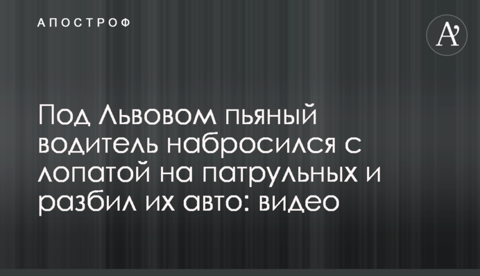 Под Львовом пьяный водитель набросился с лопатой на патрульных и разбил их авто: видео