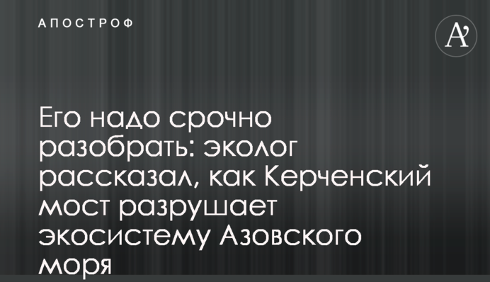Его надо срочно разобрать: эколог рассказал, как Керченский мост разрушает экосистему Азовского моря