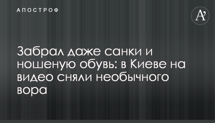 Забрав навіть санки і ношене взуття: в Києві на відео зняли незвичайного злодія