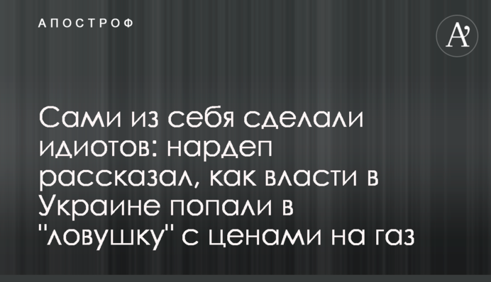 Сами из себя сделали идиотов: нардеп рассказал, как власти в Украине попали в "ловушку" с ценами на газ