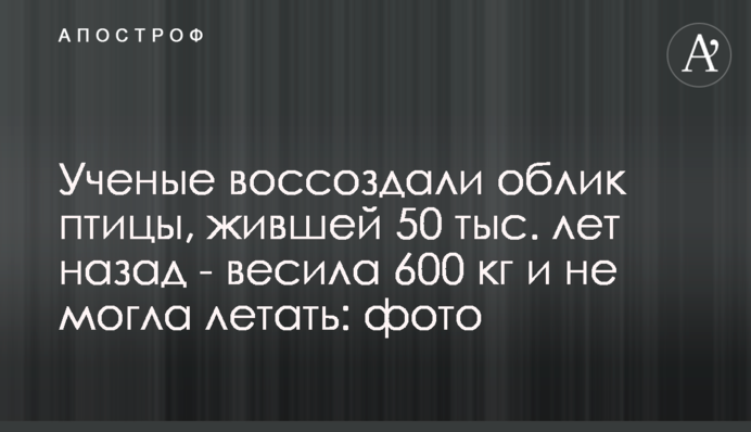 ​Ученые воссоздали облик птицы, жившей 50 тыс. лет назад - весила 600 кг и не могла летать: фото