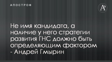 Не имя кандидата, а наличие у него стратегии развития ГНС должно быть определяющим фактором - Андрей Гмырин