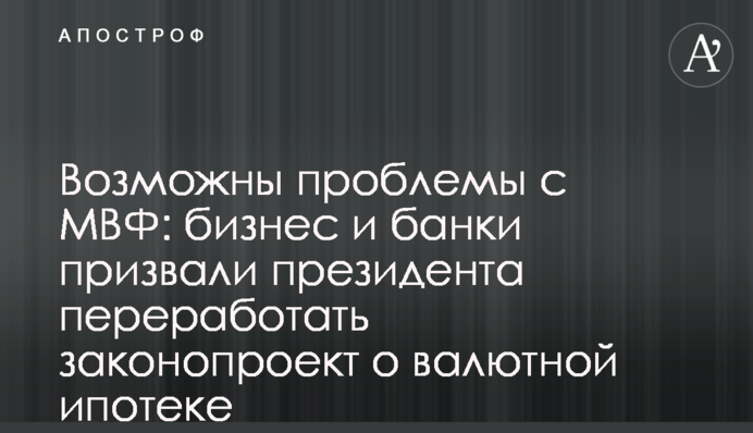 Возможны проблемы с МВФ: бизнес и банки призвали президента переработать законопроект о валютной ипотеке