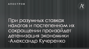 При разумных ставках налогов и постепенном их сокращении произойдет детенизация экономики -Александр Кучеренко