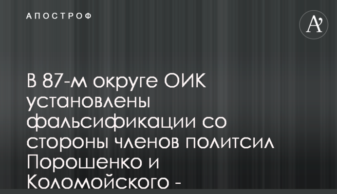 В 87-м округе ОИК установлены фальсификации со стороны членов политсил Порошенко и Коломойского - политтехнолог