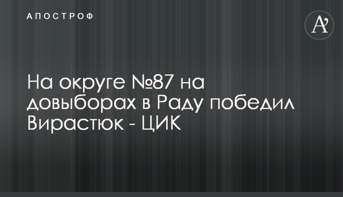 На округе №87 на довыборах в Раду победил Вирастюк - ЦИК