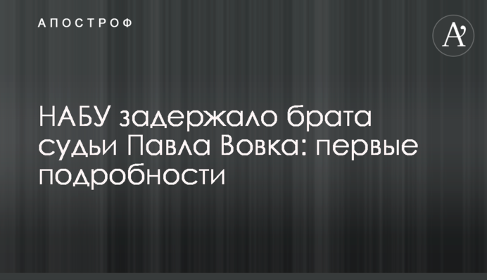 НАБУ задержало брата судьи Павла Вовка: первые подробности