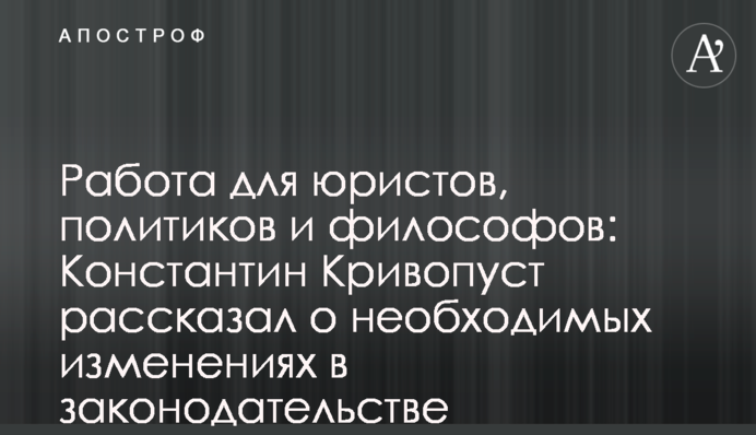 Работа для юристов, политиков и философов: Константин Кривопуст рассказал о необходимых изменениях в законодательстве
