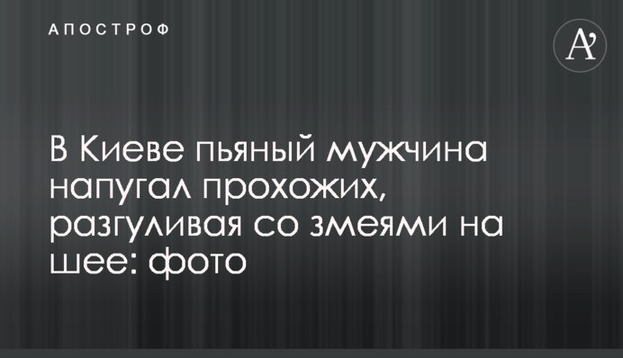 У Києві п'яний чоловік налякав перехожих, розгулюючи зі зміями на шиї: фото