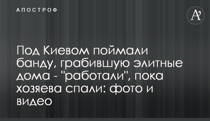 Під Києвом спіймали банду, що грабувала елітні будинки - 